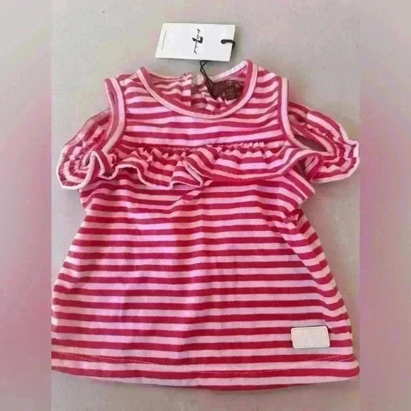 Girl’s baby  T-Shirt Size 12 Months Striped 7 For All Mankind - Picture 1 of 8